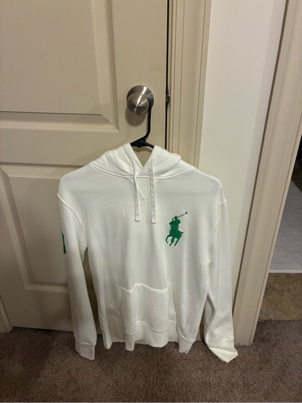 Polo by Ralph Lauren White Hoodie with Green Polo Player